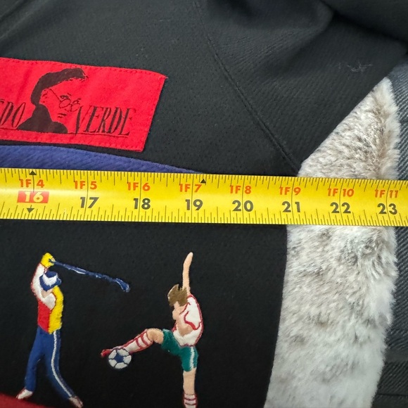 Art Deco 80’s Rare Vedo Verde Cardigan Gold Button Up Colorful Embroidered Sport - Picture 10 of 11